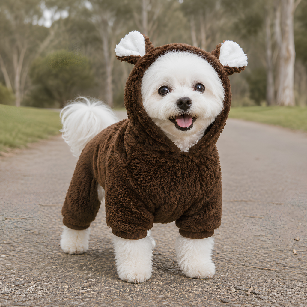 Bear Ears Fleece Dog Onesie