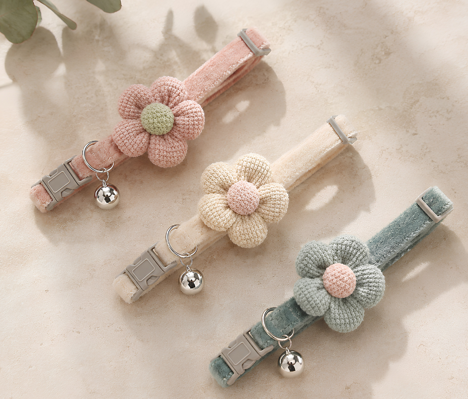 Crochet Flower Dog Collar