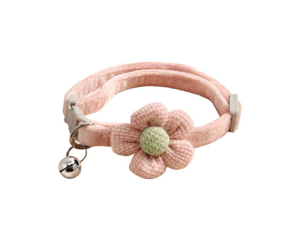 Crochet Flower Dog Collar