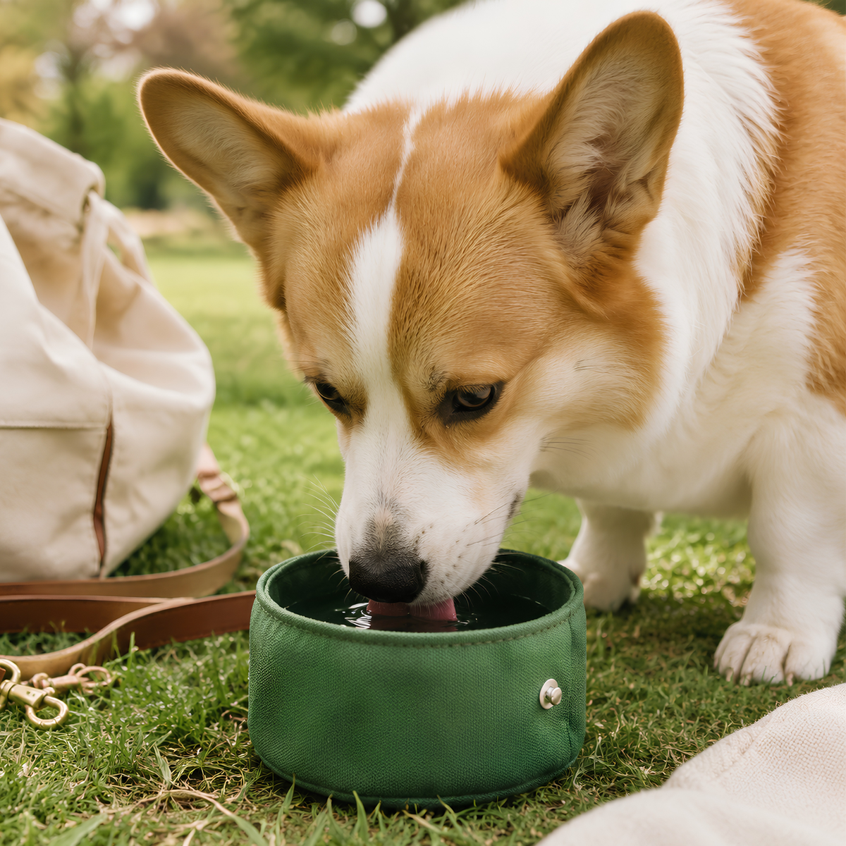 Foldable Travel Dog Bowl - folded flat