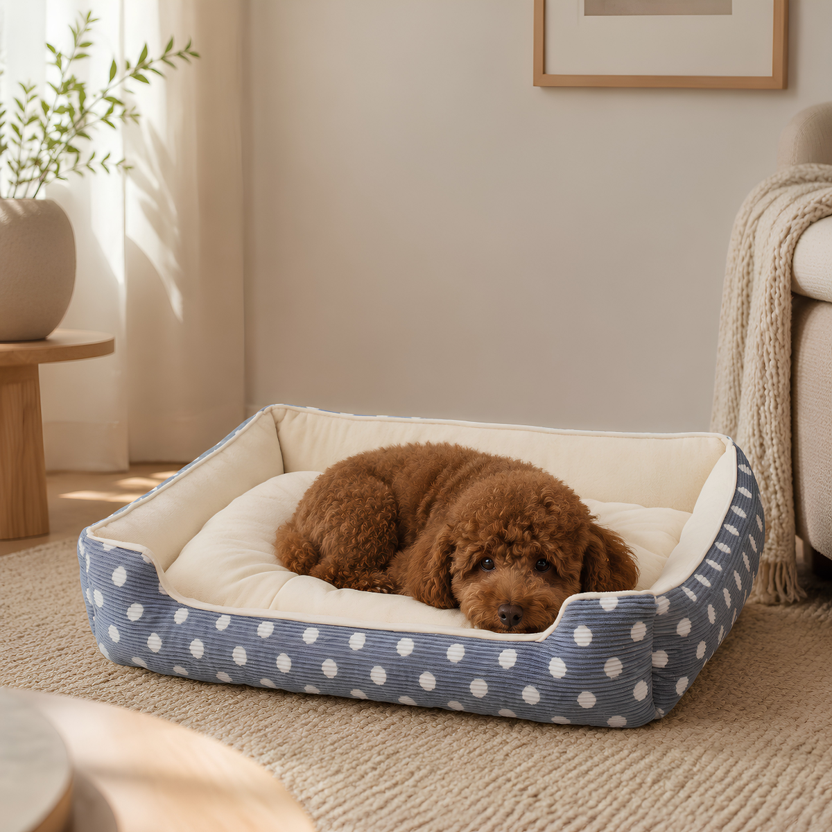 Plush Bolster Dog Bed