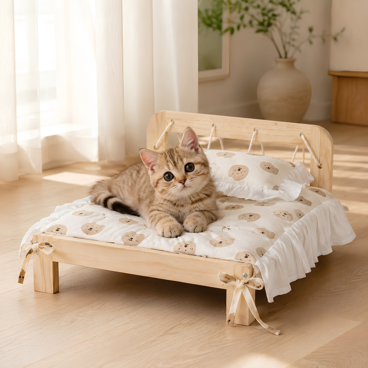 Solid Wood Cat Bed