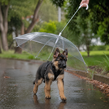 Transparent Dog Umbrella with Leash